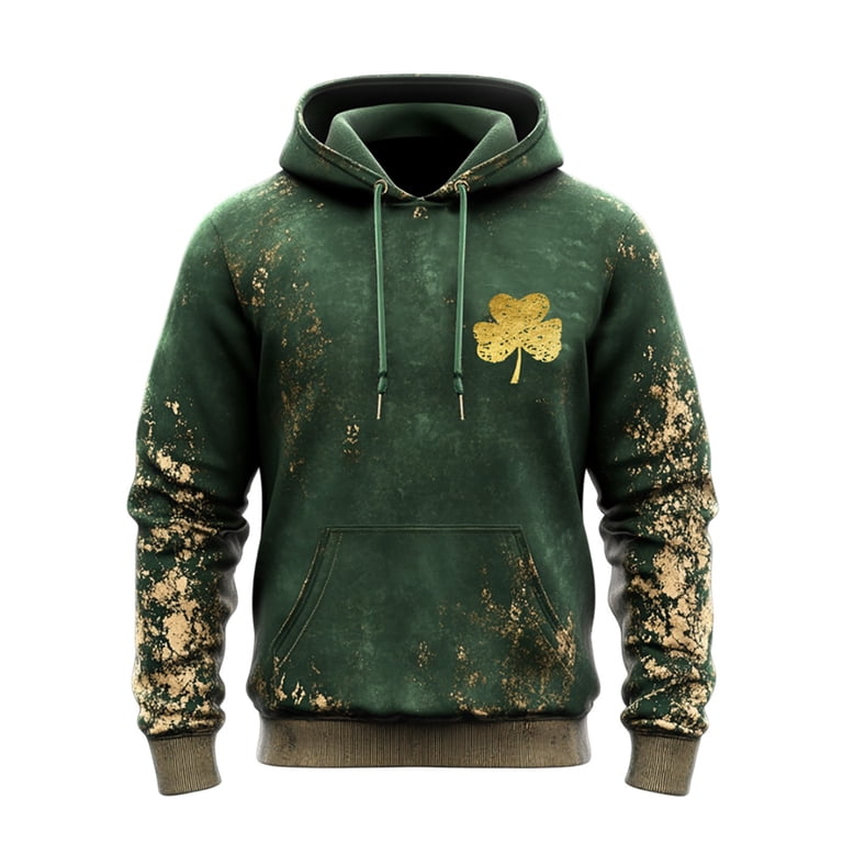 Green Shamrock St. Patrick's Day Men's Hoodie Sweatshirt (Dark