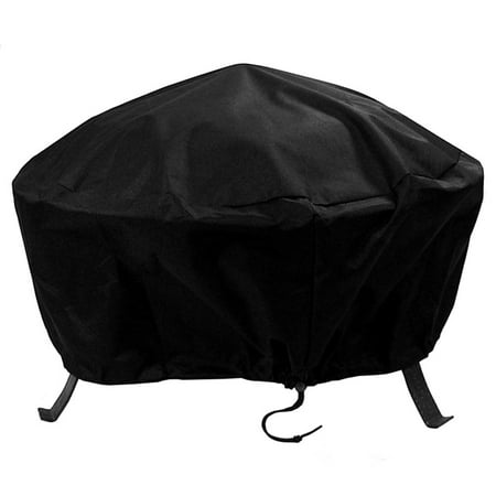 Sunnydaze Outdoor Heavy-Duty Weather-Resistant Vinyl PVC Round Fire Pit Cover with Drawstring Closure - 30  - Black