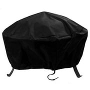 Sunnydaze Round Outdoor Fire Pit Cover - Weather-Resistant Heavy-Duty PVC  with Drawstring Closure - Black - 40-Inch