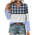 thumbnail image 4 of Royisotas Long Sleeve Women's Tops Striped Plaid Casual Winter Plus Size Button Down Shirts for Women Blue Collared Fitted Soft Button up Shirts, 4 of 6
