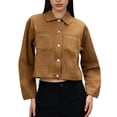 thumbnail image 3 of Women's Oversized Distressed Denim Jacket Casual Wash, 3 of 9