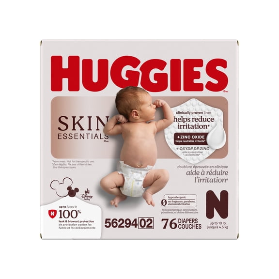 Couches pour bébés Huggies Skin Essentials,  taille 1 (8-14 lb), 84 Couches