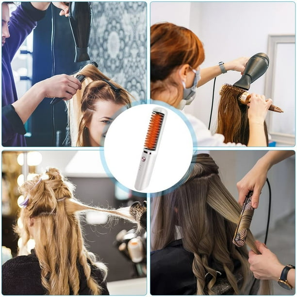 Hair straightener brush with battery deals
