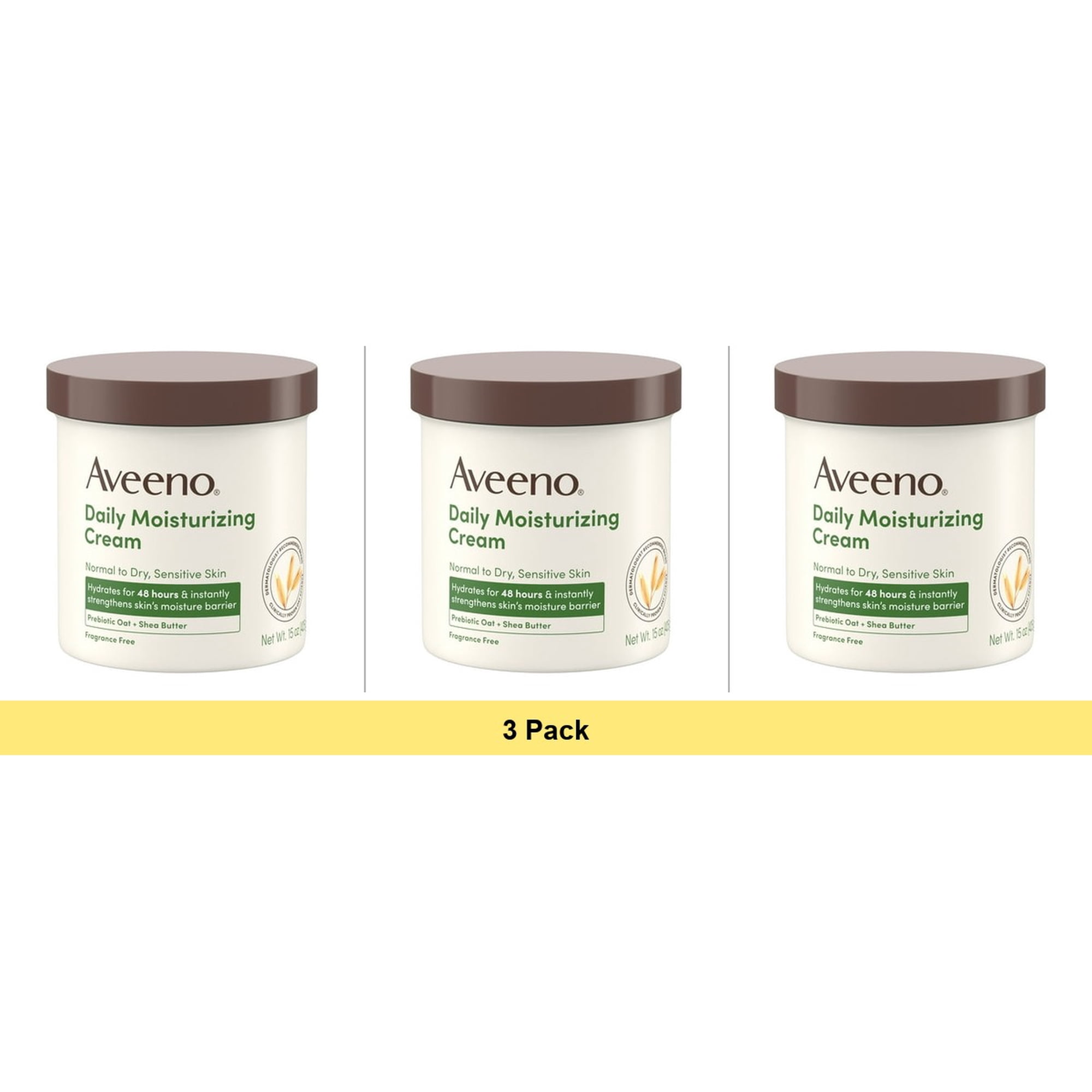 Aveeno Daily Moisturizing Body Cream Lotion for Normal, Dry, Sensitive Skin, 15 oz - 3 Pack