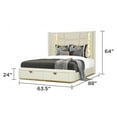 thumbnail image 5 of LiviNest Modern Bedroom Set Queen: 4-Piece Upholstered Bedroom Suite - Integrated Lighting & 11 Soft-Close Drawers for Master Bedroom - Beige with Gold Accents, 5 of 6