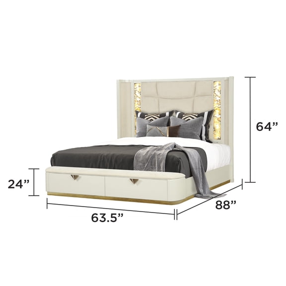 La Pierre Contemporary Style Queen 5PC Bedroom Set made with Wood in Beige