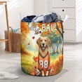 thumbnail image 3 of Hello Fall Golden Retriever Football Welcome Autumn with Leaves Pumpkins Foldable Laundry Basket Goldens Dog Lover Gifts Idea Organizer Storage with Handles - 00012, 3 of 5