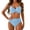 Sky Blue, variant on Women Two Bikini Swimsuit Front Twist Halter High Waist Pleated Trunks Stretchy Quick Dry Banting Suit (XL, Black)