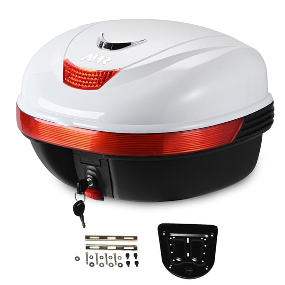 AHR 35L Motorcycle Tour Tail Box Scooter Trunk Storage Lock Carrier Case White