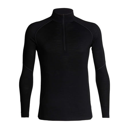 Icebreaker Merino Men's Zone Lightweight Base Layer Long Sleeve Half Zip Pullover Top, Merino Wool Black/Mineral