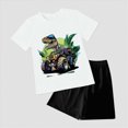 thumbnail image 2 of NIEWTR Boys Athletic Breathable Short Sets 2 Piece T-Shirt and Shorts for Kids Loose Dinosaur Outfit Sets（White,4-5 Years), 2 of 4