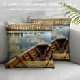 thumbnail image 3 of PHYHOO Vintage Retro Style Relax You're on Lake Time Boat and Paddle Pattern Linen Throw Pillow Case Cushion Cover for Sofa Home Decorative Square  White, 3 of 5