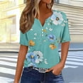thumbnail image 3 of cocolona Womens Summer Tops 2025 Button V Neck Short Sleeve T-shirts Fashion Casual Loose Dressy Blouse Cute Print Tees S-3XL, 3 of 6