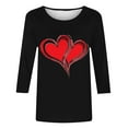 thumbnail image 4 of Cadancy Valentines Womens Tops Love Heart Graphic 3/4 Sleeve Crew Neck Tunic Blouses Pullover Cute Funny Casual Loose Tee Shirts Trendy Vintage Outfits, 4 of 6