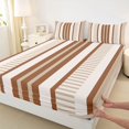 thumbnail image 3 of Homewish Geometric Lines Stripes Bed Sheets,Modern Abstract Geometric King Sheets,Beige Brown Sheet Set For Men Women,Super Cozy Room Decor,4pcs, 3 of 7