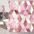 thumbnail image 2 of Pink Gold Geometric Marble Shower Curtain 72Wx72H Inch Abstract Ombre Blush Mauve Shower Curtain Bathroom Set Modern Luxury Girly Shower Curtain for Women Aesthetic Texture Art Home Decor, 2 of 5