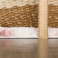 thumbnail image 3 of Hauteloom Mette Living Room, Bedroom Shaggy Area Rug - Bohemian Modern Striped Farmhouse Shag - Fluffy Soft Touch High Pile - Pink, Blush, White - 6'7" x 9', 3 of 11