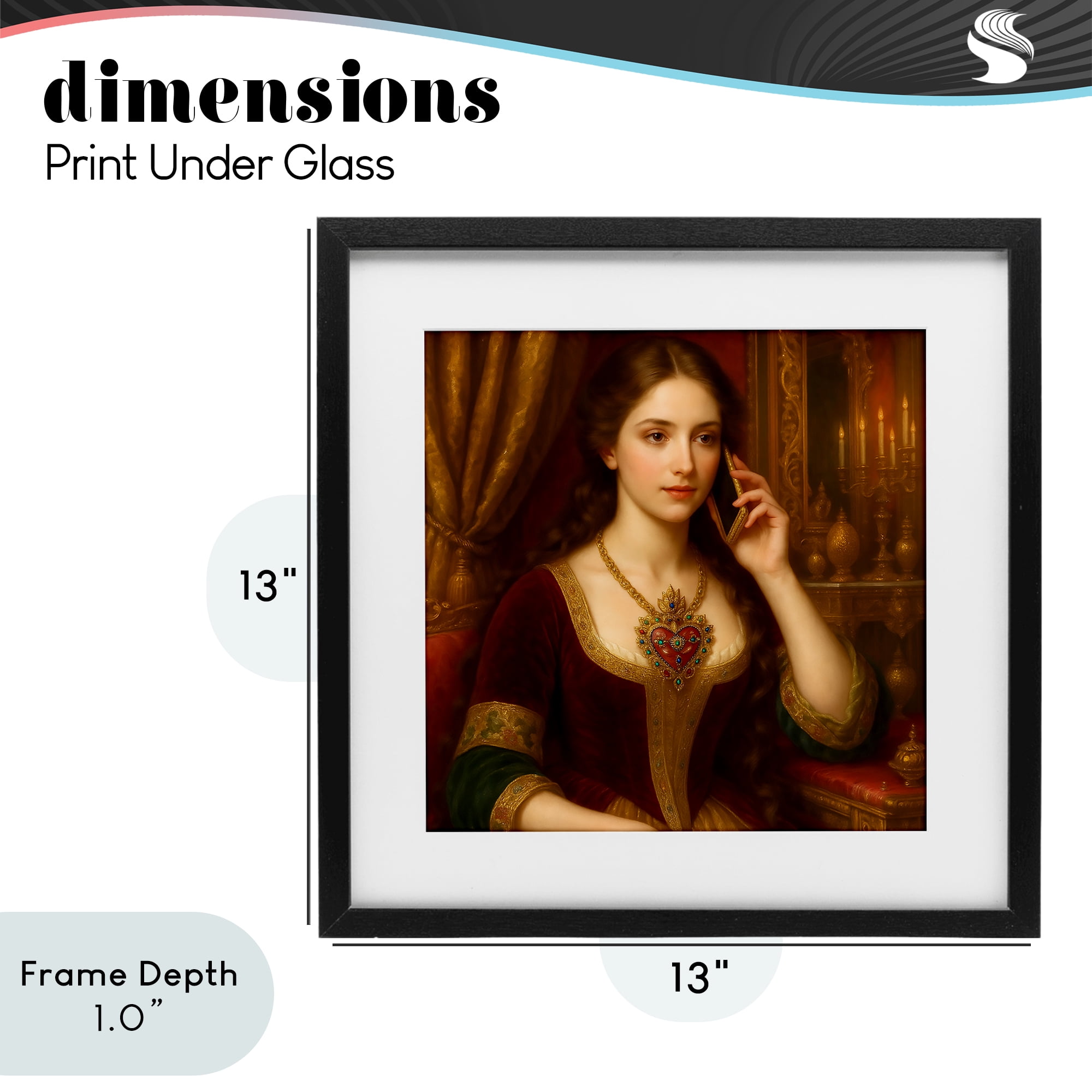 Stupell Industries Rococo Woman with Cell Phone Black Framed Print Under Glass, design by Grotto Studios