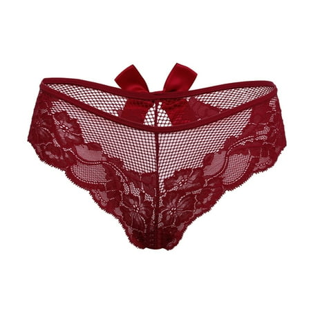SUNYCUTER Ladies  Sexy Bow Splicing Lace Thin Underwear Bikini Briefs for Women Pack Pack of Underwear for Women Lace Underwear Panties for Women Pack plus Size Underwear Sexy Dress Vs Panties for