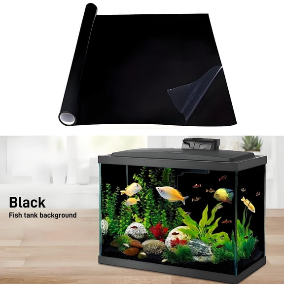 Black Background, Aquarium Background Wallpaper, Fish Tank Landscape Decor, Terrarium Habitat Decor, Reptile Enclosure Decor, Front self-adhesive PVC HD sticker, Removable 2D Flat sticker