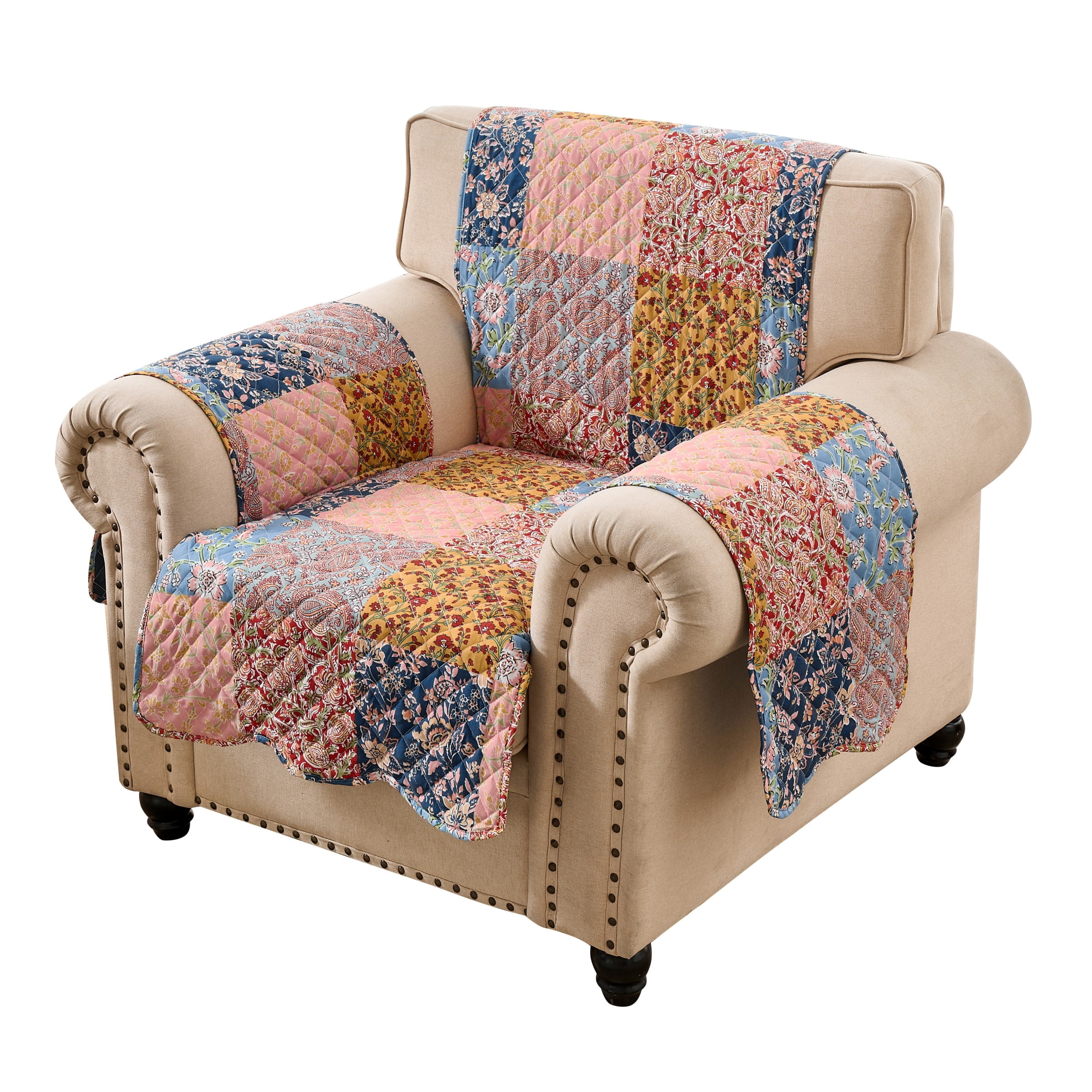 Greenland Home Fashions Tangier Boho Print Reversible Slipcover/Furniture Protector, Armchair