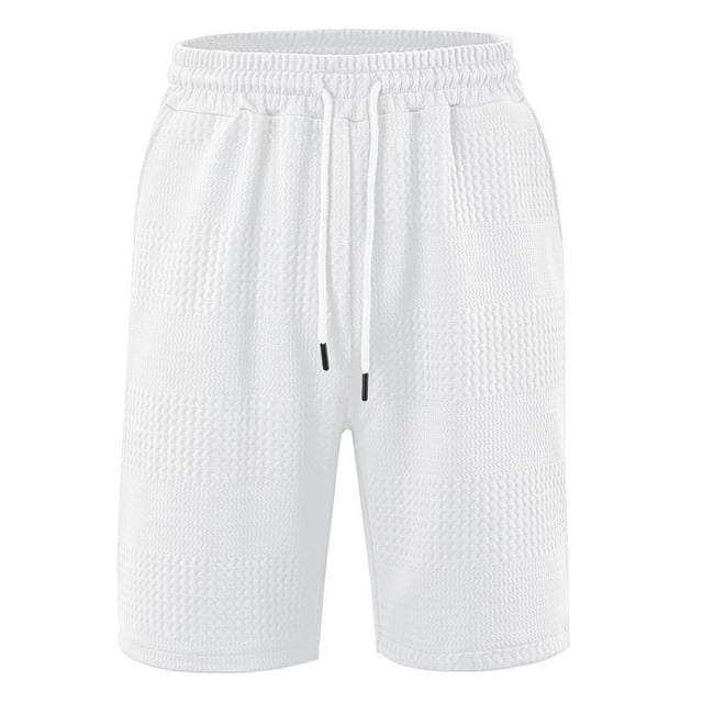 asjyhkr Mens Workout Shorts Ribbed Drawstring Elastic Waisted Shorts with Pockets Stretch Gym Beach Shorts