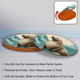 thumbnail image 4 of Sea Lion Round Coasters 6PCS Set in Microfiber Leather, 11x11 cm/4.3x4.3 in, & Stylish Drink Mats for Table, 4 of 6