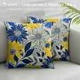 thumbnail image 3 of Nawypu Navy Blue Yellow Dahlia Pillow Covers, Yellow Grey Dahlia Floral Outdoor Decorative Throw Pillows Summer Geometry Flower Pillowcase Square Cushion Cover for Home Sofa, 3 of 5