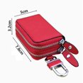 thumbnail image 3 of Sac à Clé de Voiture avec Crochet, Mini Poche à Monnaie Multifonctionnelle, Étui à Clé Double Zip (Rouge Rose), 3 of 5