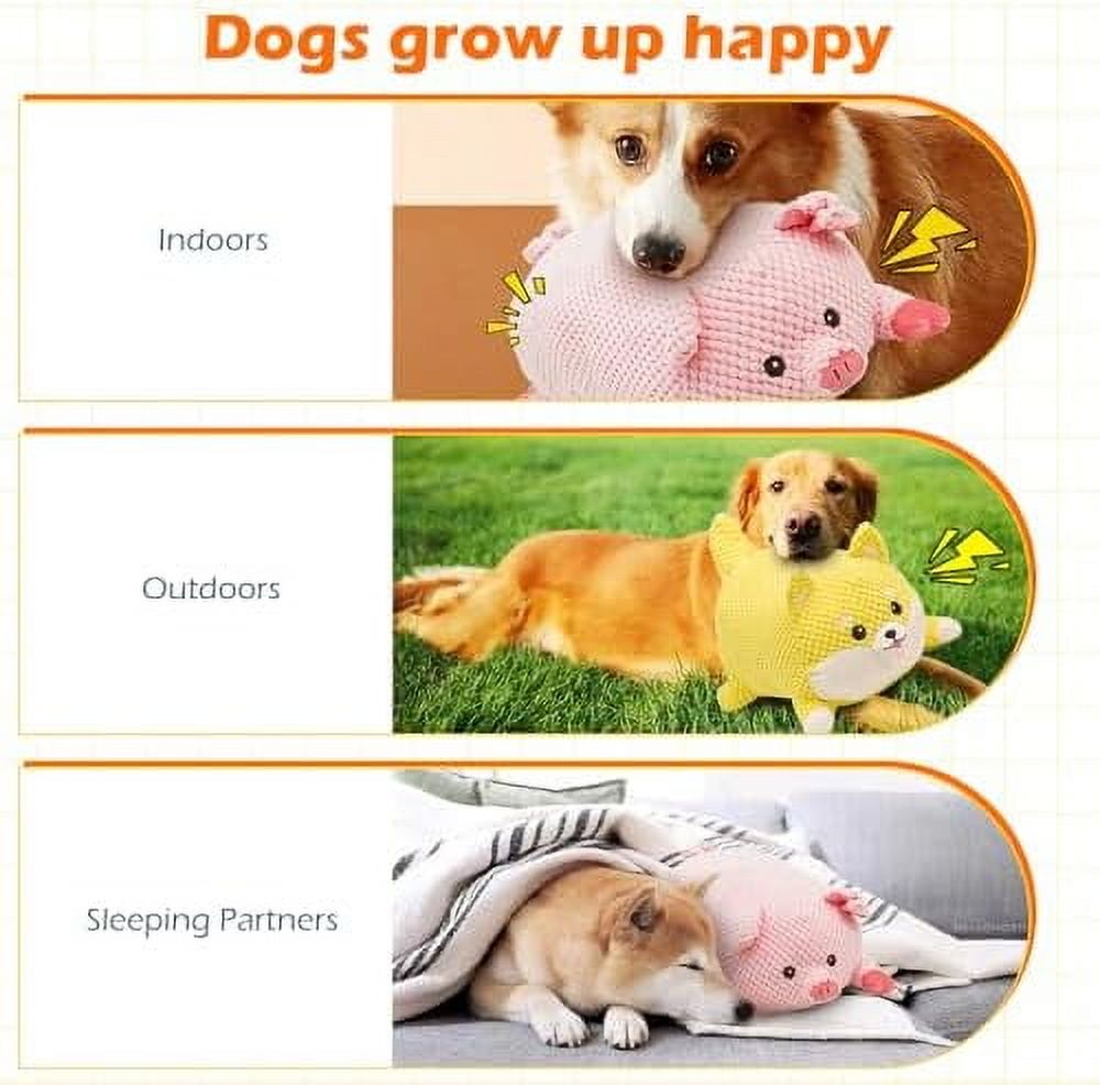 Pig Plush Squeaky Dog Toy, 2024 Upgraded Durable Plush Dog Toy Squeak Toys, Dog Stuffed Animals Chew Toy Soft Plush Yellow Stuffed Pig Dog Chew Toy for Dogs Indoor Puppy (Small, Pink Pig) Small