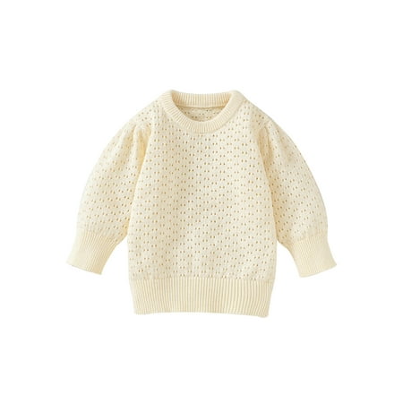 

Bmnmsl Kid Round Neck Sweater Long Sleeve Hollow Out Loose Knit Pullover