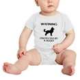 thumbnail image 2 of Warning: Protected by A Husky Dog Funny Baby Rompers Bodysuit (White,12-18 Months), 2 of 5