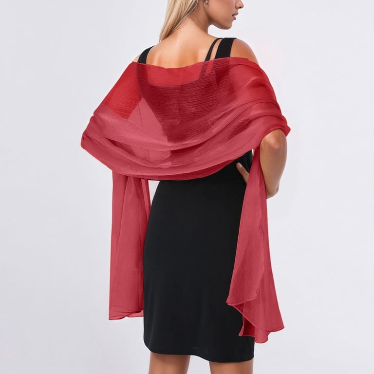 Ediodpoh Elegant Womens Shawl Wrap Evening Party Bridal Silk Scarf Champagne Color Stole for Dresses RD2, Adult Unisex, Size: One size, Red