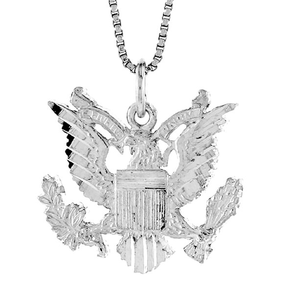 Sterling Silver American Eagle Pendant, 3/4 x 1 inch