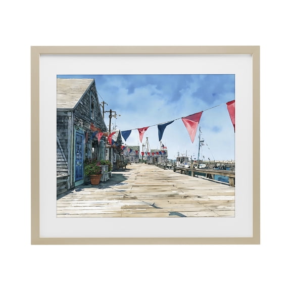 Stupell Industries Tropical Seaside Fishing Wharf Birch Framed Print Under Glass, 16 x 13, by Franklyn Gregory