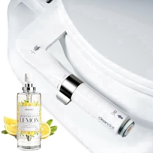 Bidet Attachment for Toilet, Scented Bidet with Fragrance Spray, Self Cleaning and Retractable Bidet Sprayer with Ajustable Pressure, Frontal & Rear Wash Non Electric Bidet for Toilet Seat (Lemon)