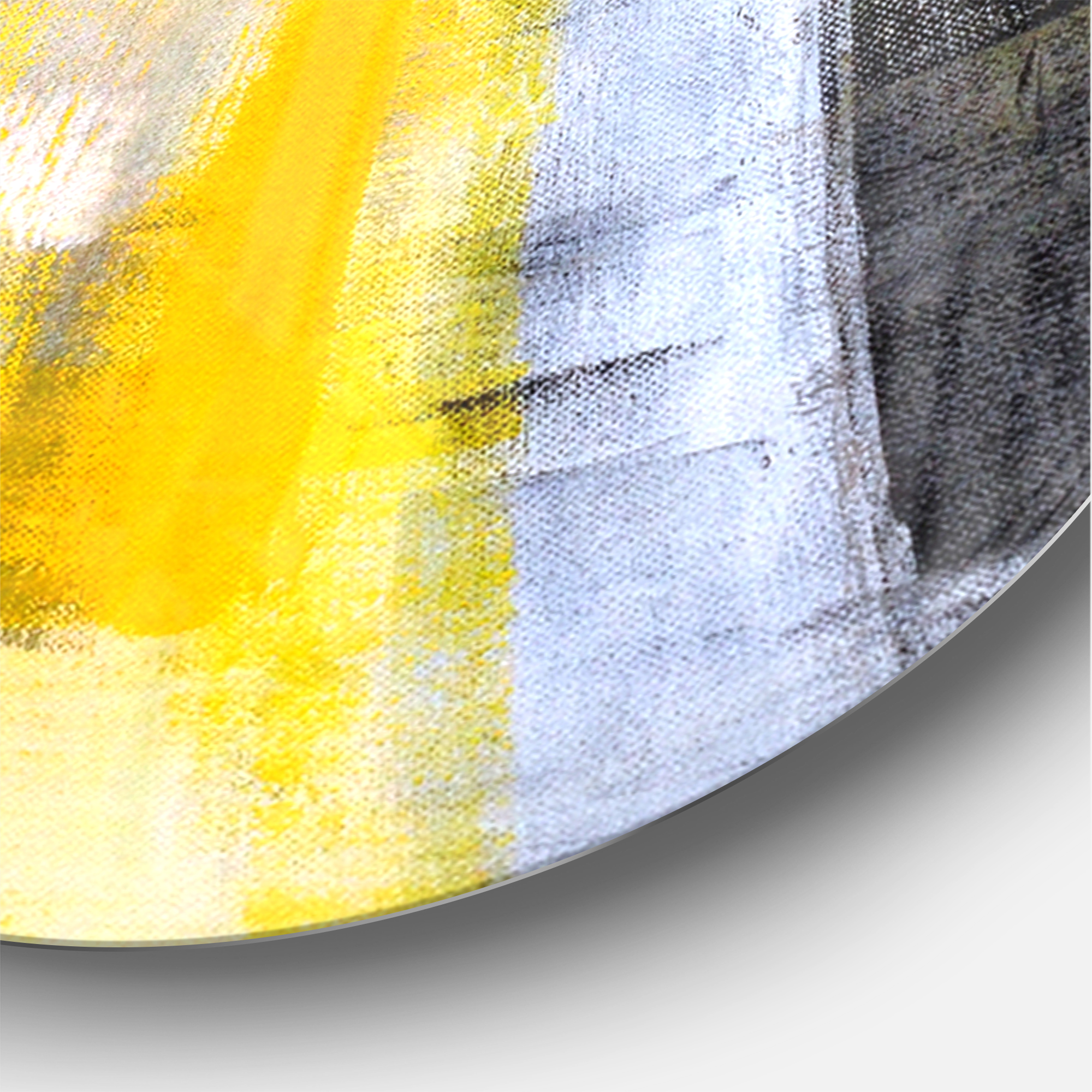 Designart 'Grey and Yellow Blur Abstract' Metal Wall Clock