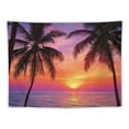 thumbnail image 5 of Fenyluxe  Ocean Tapestry, Palm Trees Silhouette at Sunset Dreamy Dusk Warm Exotic Twilight Scenery Image, Wide Wall Hanging for Bedroom Living Room Dorm 50x40inch, 5 of 6