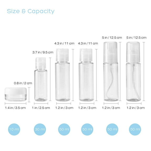COSMOBETTY Travel Size Toiletry Bottles Toiletries Liquid Containers Clear 1 Set