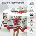 thumbnail image 5 of Poinsettia Christmas Round Tablecloth 60 Inch, White and Red Christmas Tablecloths Stain Resistance Polyester Winter Table Cloth for Holiday Parties Kitchen Dining Indoor Outdoor, 5 of 6