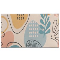 Orange Boho Abstract and Plant Pattern Door Rugs,Washable Non Slip Door Mats Indoor,Decorative Door Mats,Entry Mat Indoor for Entrance,Bedroom,Kitchen,Bathroom,17"x30"