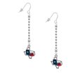 thumbnail image 2 of Delight Jewelry Silvertone Texas Outline with Flag - Silver-tone Long Sparkle Dangle French Earrings, 2 of 4
