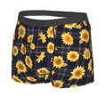 thumbnail image 2 of Daiia Royal Blue Plaid Sunflower Men's Underwear Boxer Briefs, Cotton Stretch Moisture-Wicking Underwear-XX-Large, 2 of 9