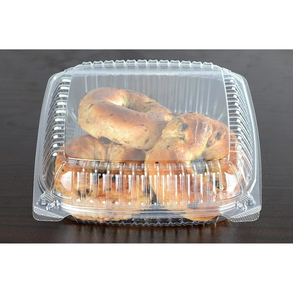 HTYSUPPLY 8 x 8 x 3 Inch Hinged Clamshell Plastic (OPS) Take Out Containers, Microwavable, E10005891 (Case of 200)