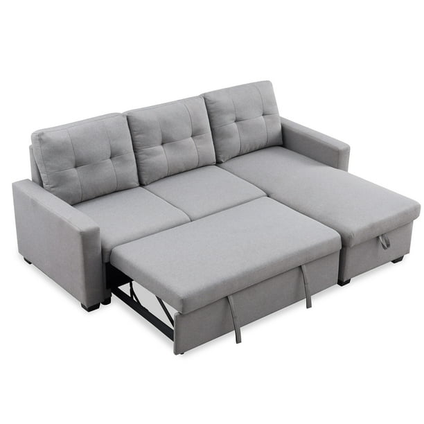 Shakub Reversible Sleeper Sectional Storage Sofa Bed Pull Out Corner With 3 Seat Grey Com Shakub Reversible Sleeper Sectional, Corner Sofa With Storage And Pull Out Bed
