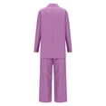 thumbnail image 5 of RYRJJ Women's Fall Two Piece Outfits Open Front Blazer Jacket and Wide Leg Pants with Pockets Business Casual Suit Sets(Purple,M), 5 of 7