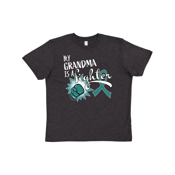 Inktastic Ovarian Cancer Awareness My Grandma is a Fighter Youth T-Shirt