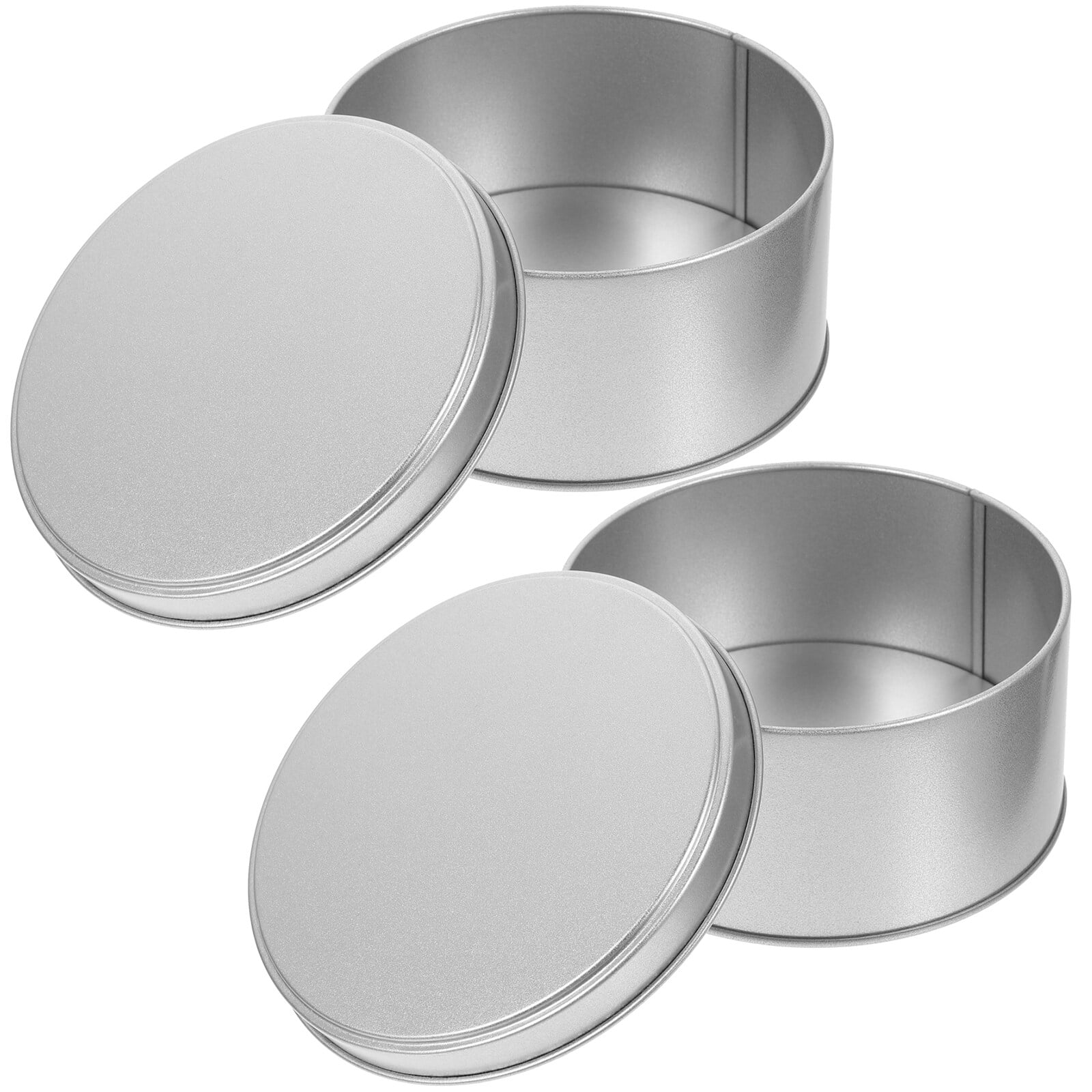 2Pcs Cookie Tin Flat Lid Cookie Tins Metal Biscuit Container Empty Gift Container for Party