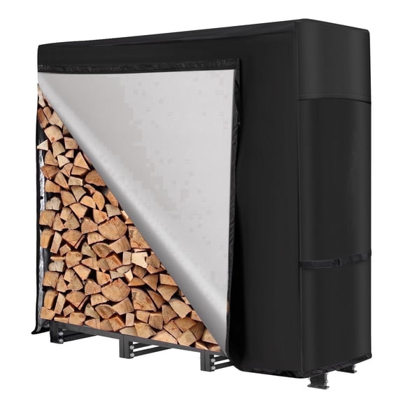 NALONE 4FT Outdoor Firewood Rack Logs Rack Holders with Waterproof Cover Heavy Duty Square Strong Stand Rack with Waterproof Cover for Fireplace Fire Pits Wood Pile Storage Holder Lumber Rack