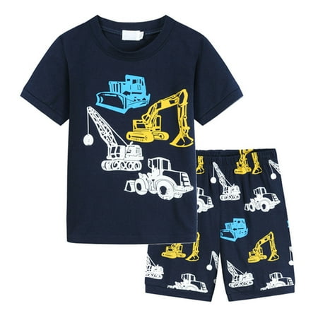 

Kids Boys Girls Cartoon Truck Print T shirt Shorts Pajamas Sleepwear Outfits CHMORA